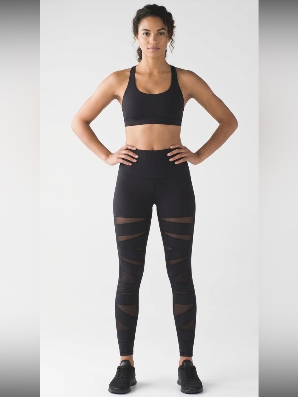Lululemon Black Wunder Under *Tech Mesh High Rise Leggings Size 2